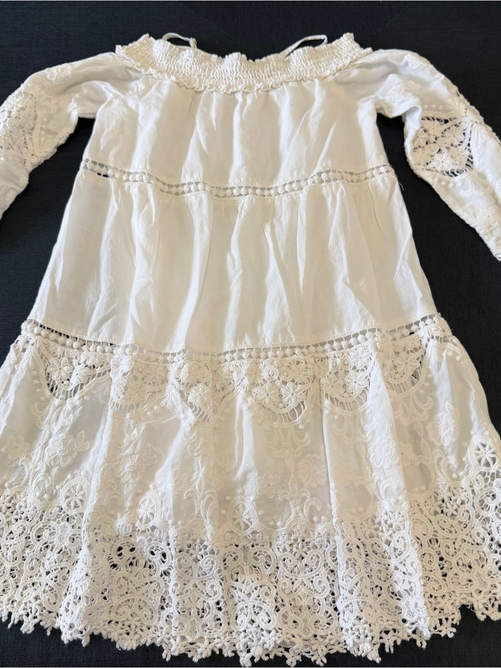 Hannah Banana White Off-the-Shoulder Lace Dress Girl's Sz 8